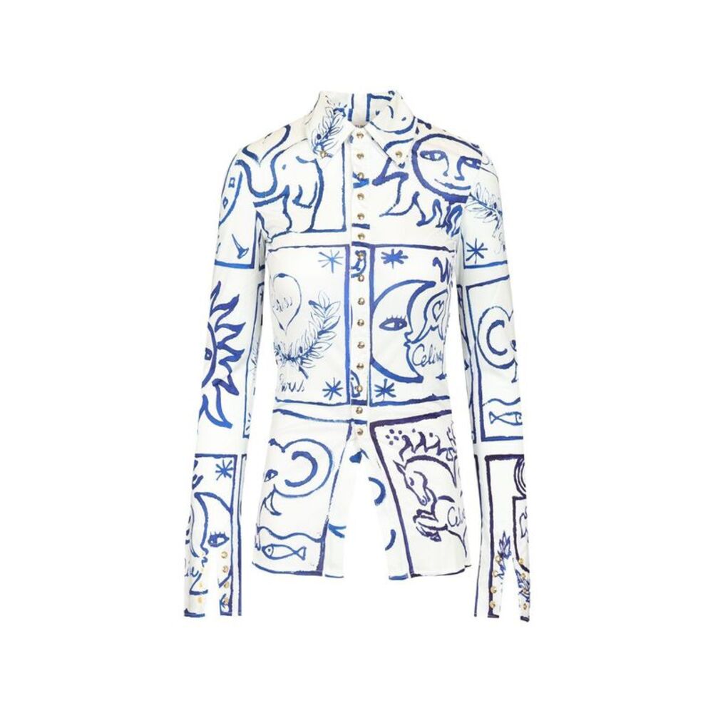 Celine Women Printed Silk Shirt